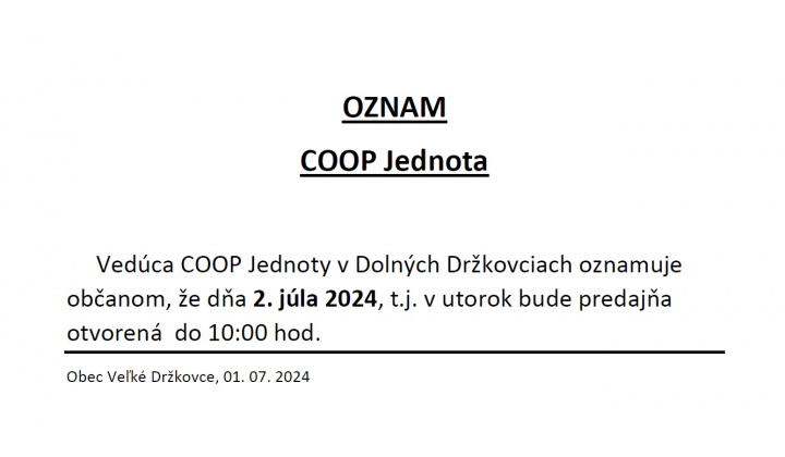 COOP Jednota - 02. 07. 2024