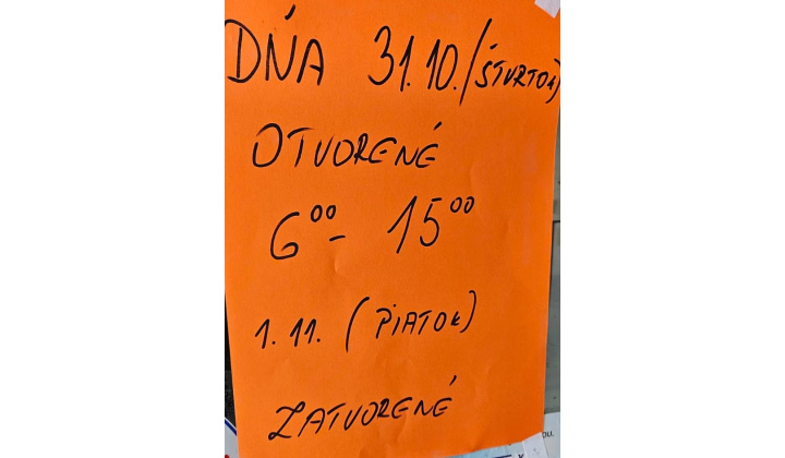 Coop Jednota v Dolných Držkovciach - 31.10.2024 a 01.11.2024