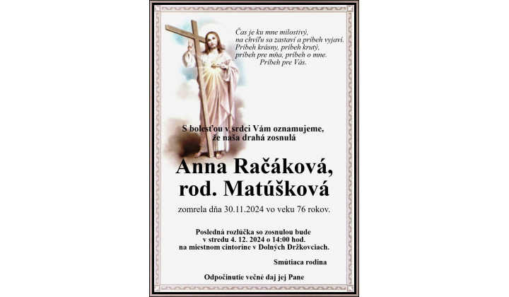 Anna Račáková, rod. Matúšková