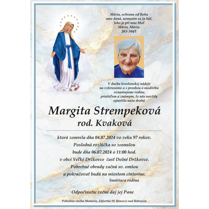 PARTE p. Margita Strempeková