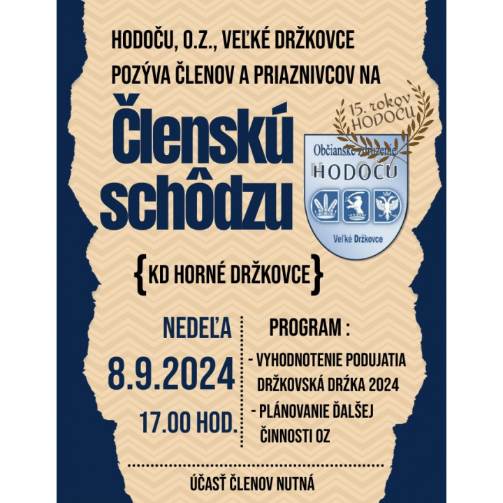 POZVÁNKA HODOČU, o.z. - Členská schôdza